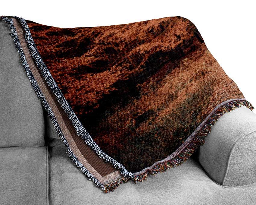Orange woods in the autumn Woven Blanket