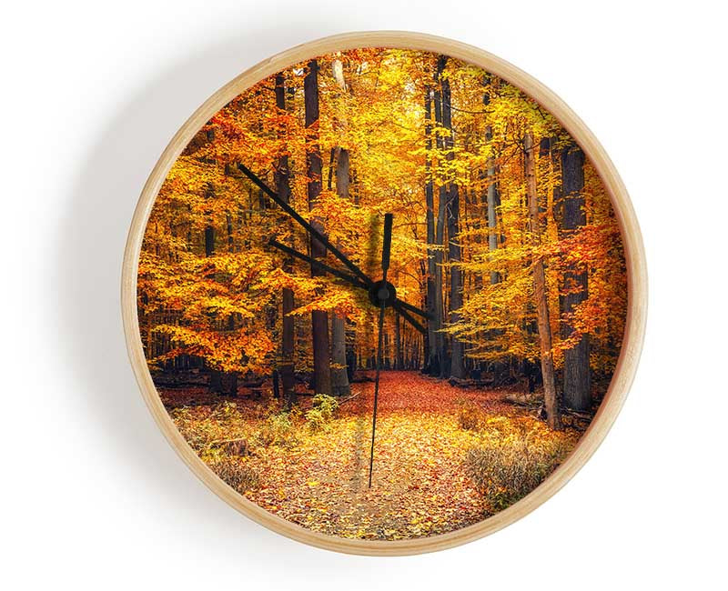 Orange woods in the autumn Clock - Wallart-Direct UK