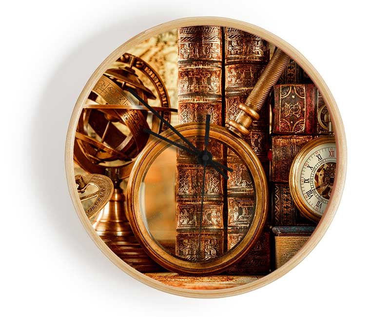 Magnifying vintage objects Clock - Wallart-Direct UK