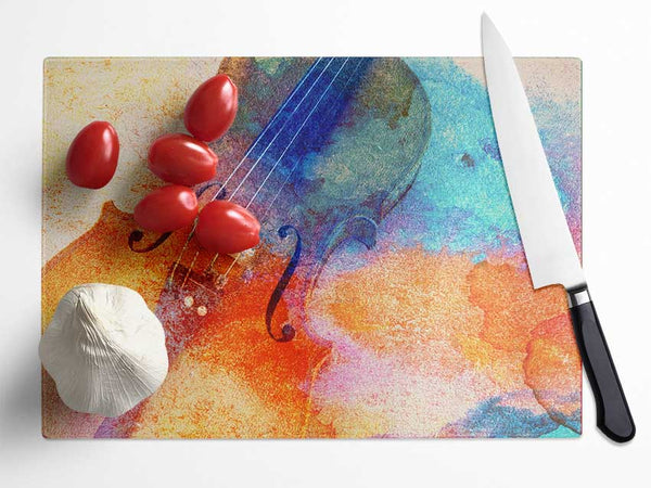 Water colour splash violin Glass Chopping Board