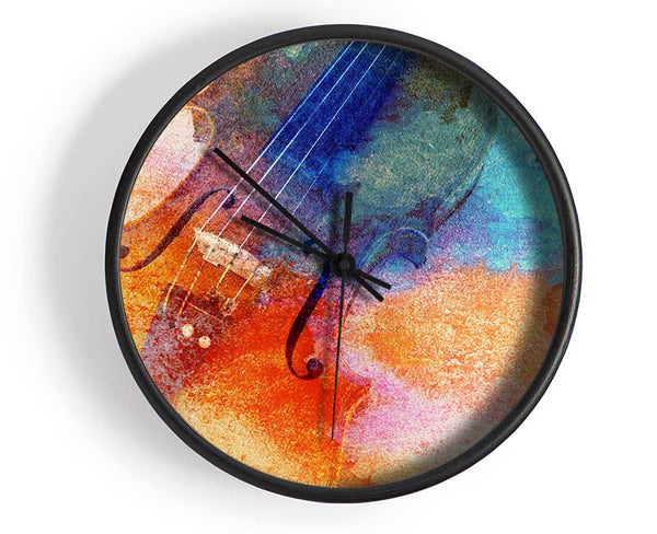Water colour splash violin Clock - Wallart-Direct UK