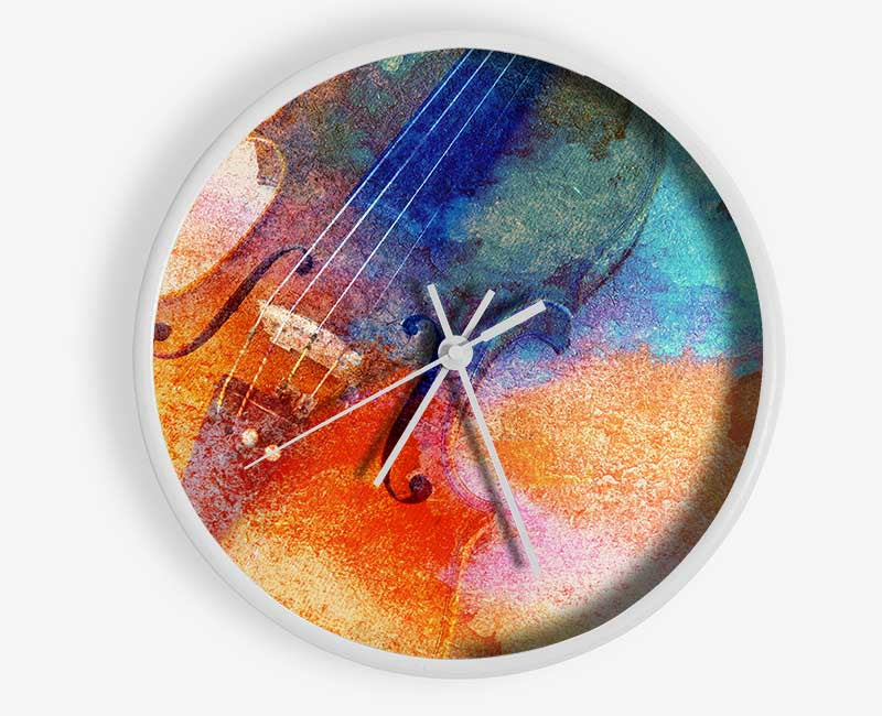 Water colour splash violin Clock - Wallart-Direct UK