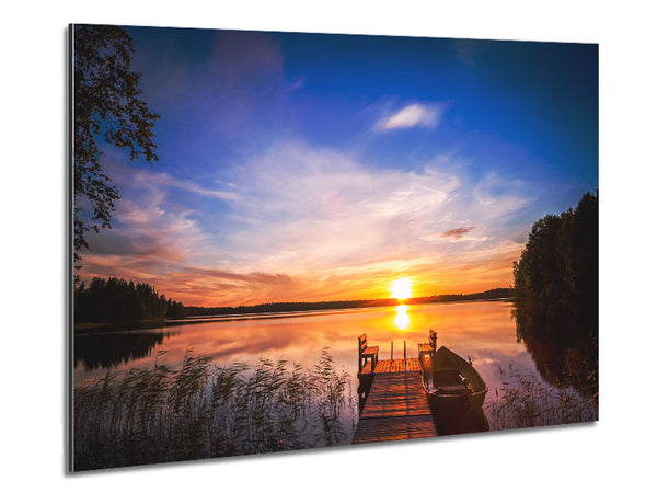 Rowing boat parked at the jeti Metal Print