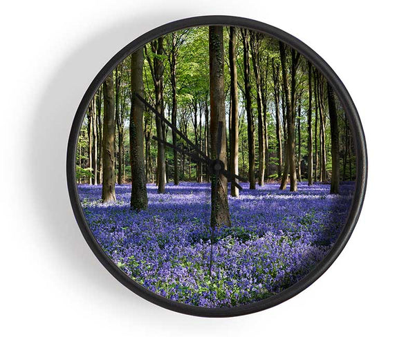 Beautiful purple flowers in the woods Clock - Wallart-Direct UK