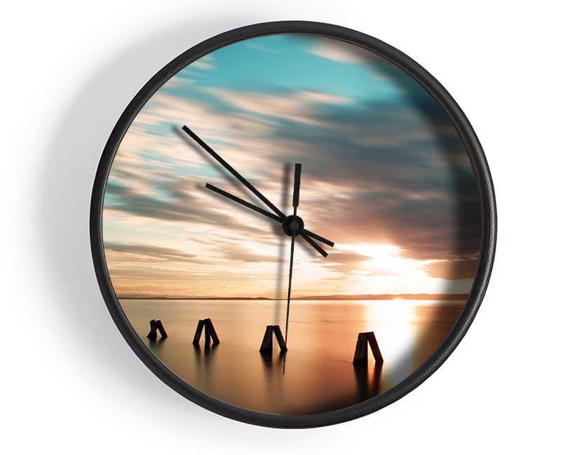 Soft exposed beach Clock - Wallart-Direct UK
