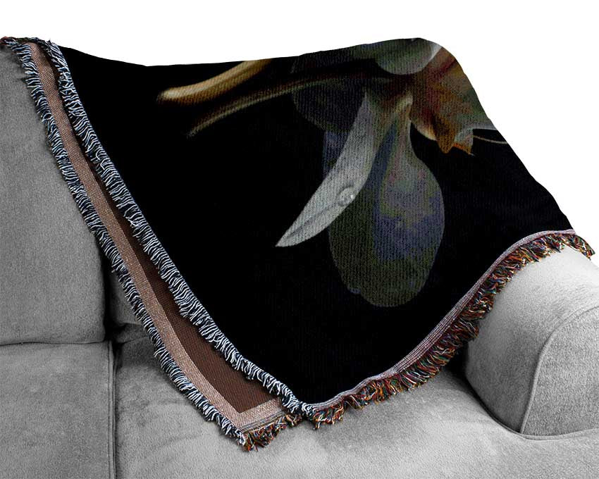 Orchid on black Woven Blanket