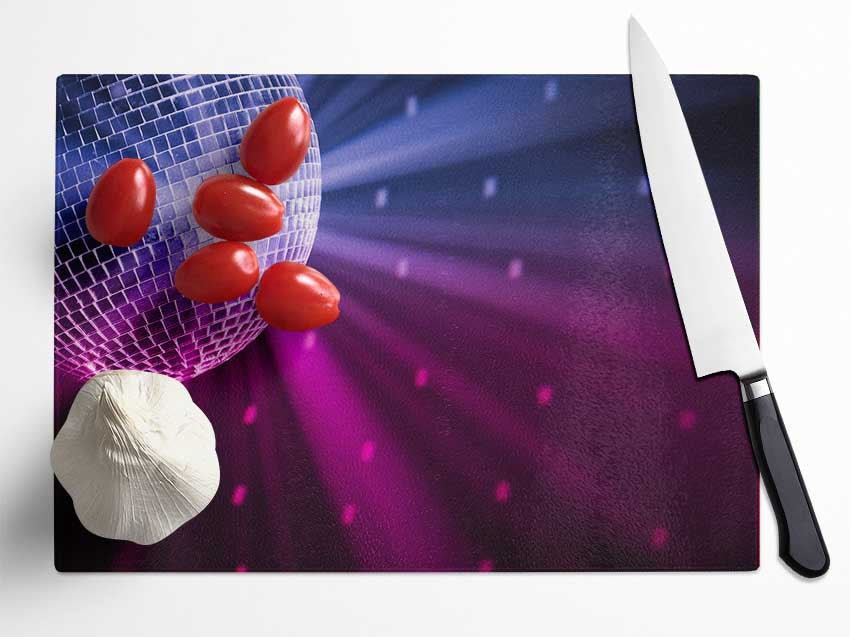 Disco ball blue and pink Glass Chopping Board