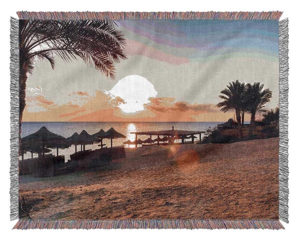 Evening on the sands Woven Blanket