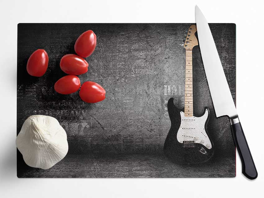 Grunge guitar distressed Glass Chopping Board