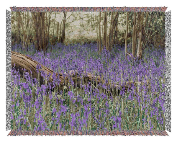 Purple flowers in the meadow Woven Blanket