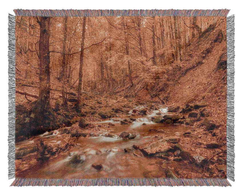 Soft trickling water through the trees Woven Blanket