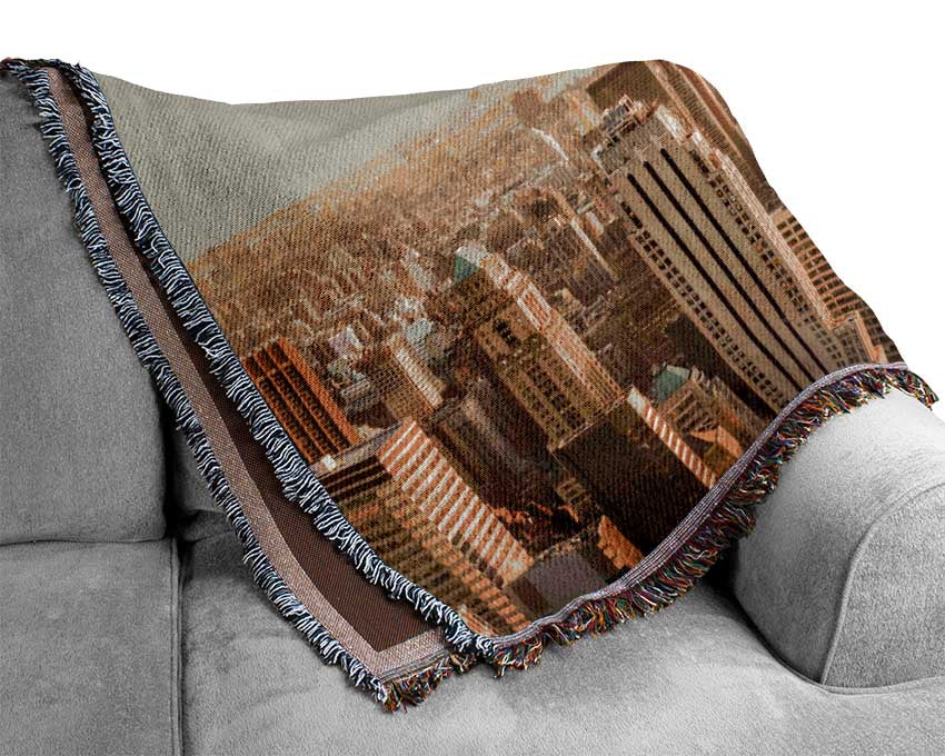 New york skyline in the day Woven Blanket