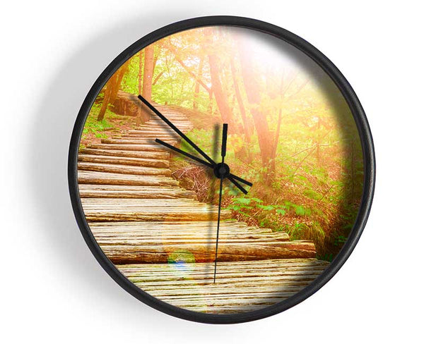 Log trail through the woods Clock - Wallart-Direct UK