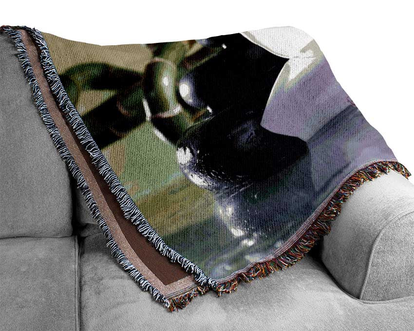 Orchids on the stones bamboo Woven Blanket