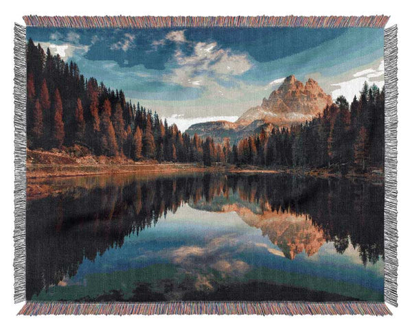 Lago Antorno clear waters Woven Blanket