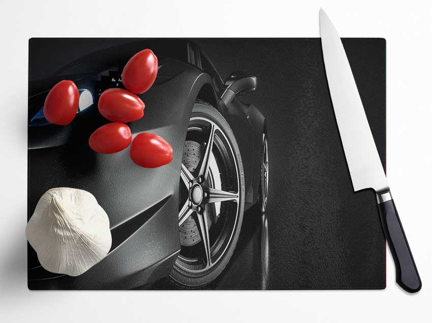 close up super car lights Glass Chopping Board