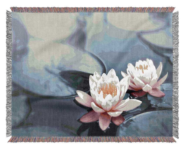 Flowers on the water floating Woven Blanket