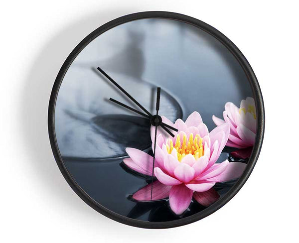 Flowers on the water floating Clock - Wallart-Direct UK