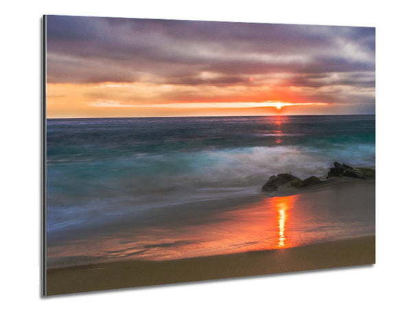 Washed up to the beach sunset Metal Print