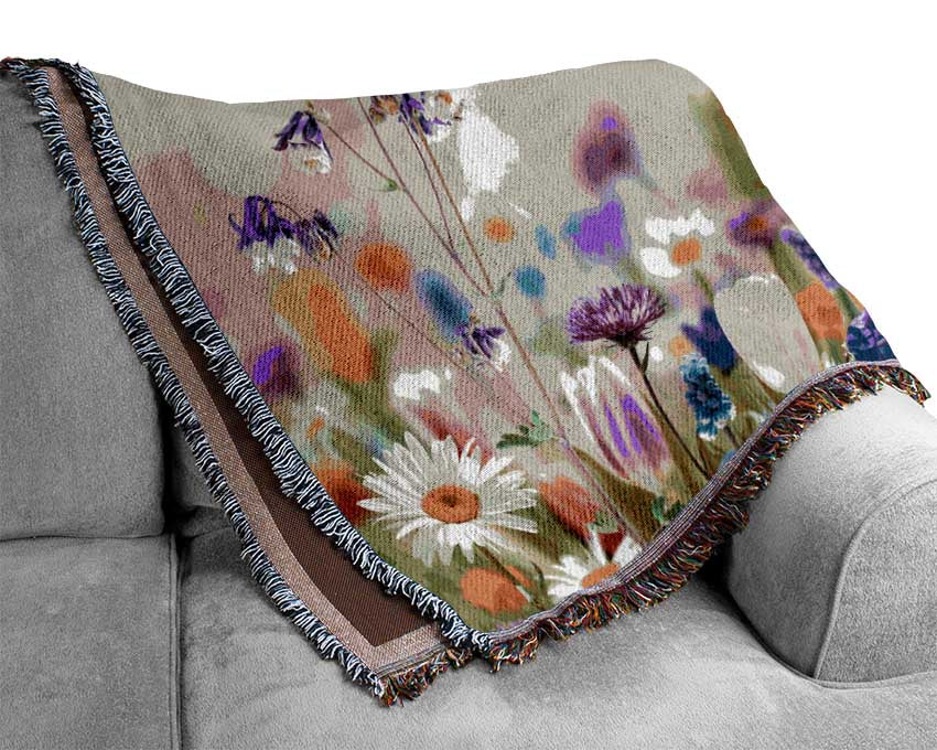 Mixed colourful flowers Woven Blanket