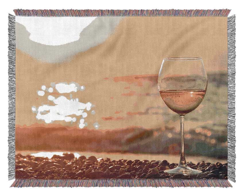 Wine on the beach Woven Blanket