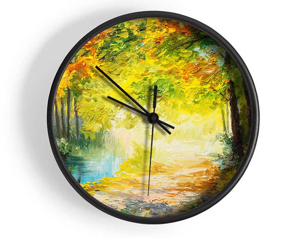 Hand painted woodland scene Clock - Wallart-Direct UK