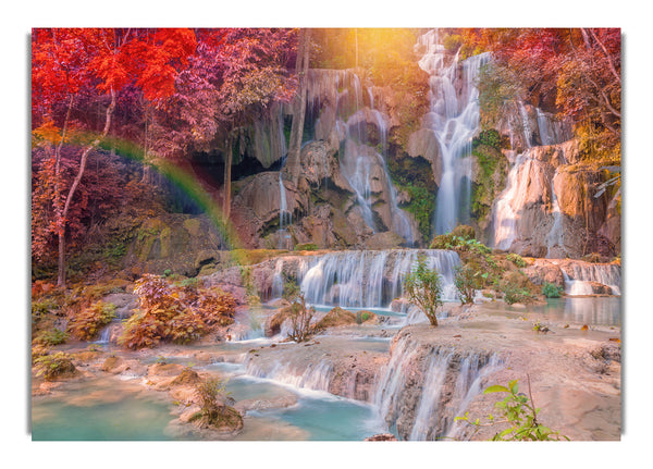 Rainbow waterfall woods