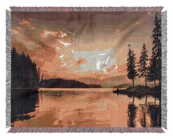 yellow skies woods Woven Blanket