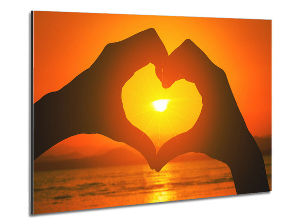 love heart hands sunset