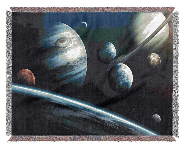 Out in space planets Woven Blanket
