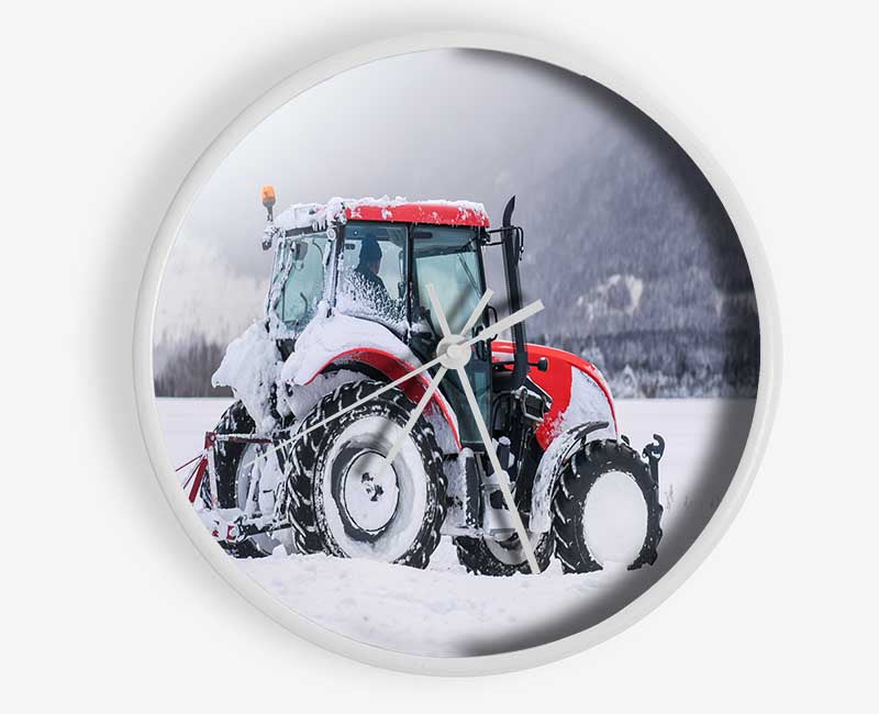 Tractor in the snow Clock - Wallart-Direct UK