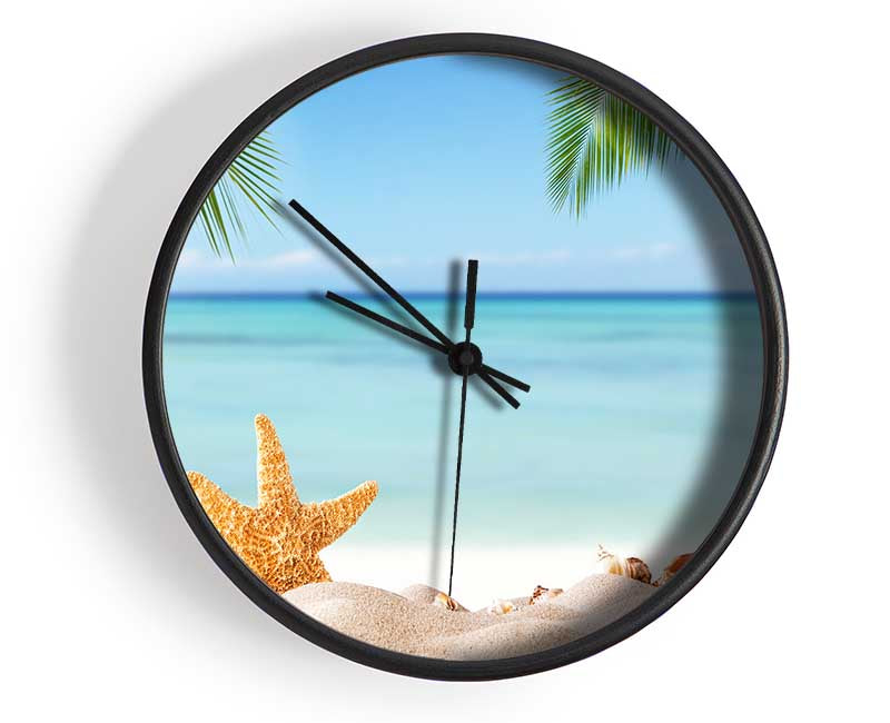 Starfish on the beach scene Clock - Wallart-Direct UK