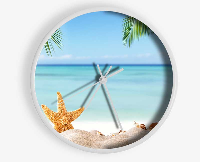 Starfish on the beach scene Clock - Wallart-Direct UK