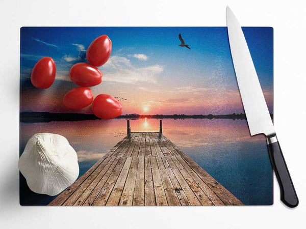 The seaview from the water bridge Glass Chopping Board