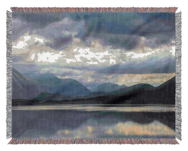 Grey tones of mountain view Woven Blanket