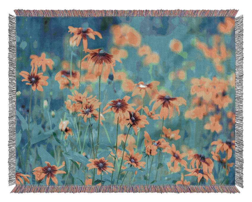 Yellow flowers in the greenery Woven Blanket
