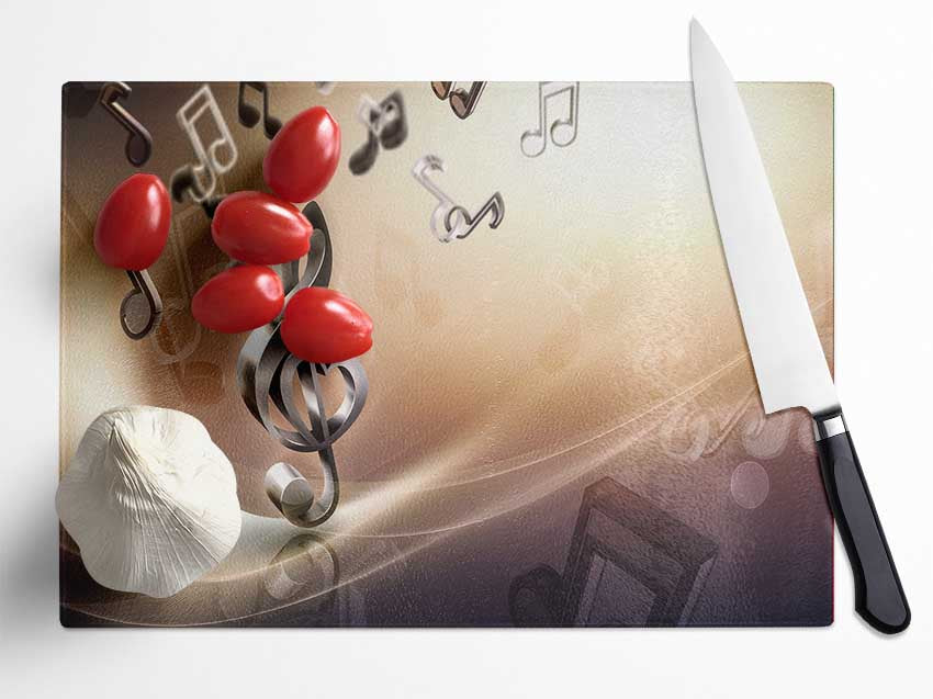 Musical notes love Glass Chopping Board