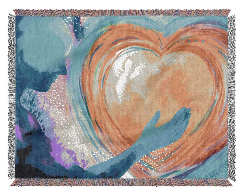 Water colour warming heart Woven Blanket