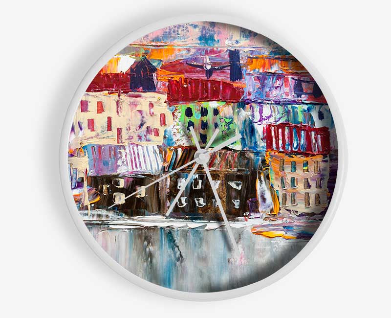 Thick painted city illiustration Clock - Wallart-Direct UK