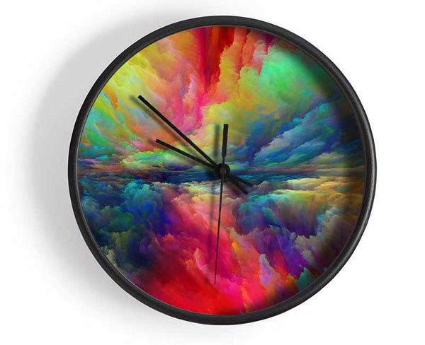 Vibrant powdered colours sky Clock - Wallart-Direct UK