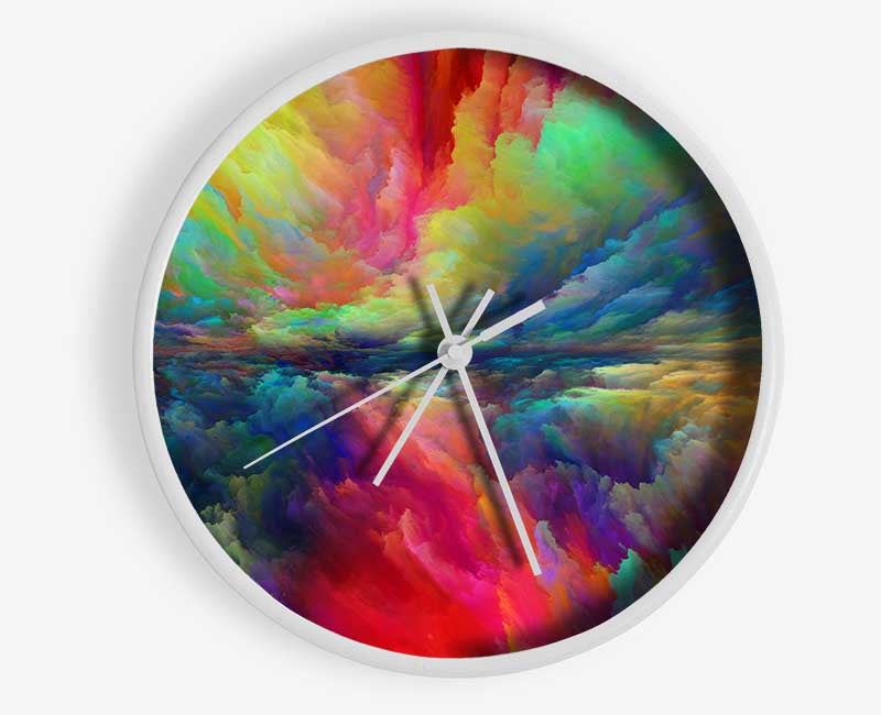 Vibrant powdered colours sky Clock - Wallart-Direct UK