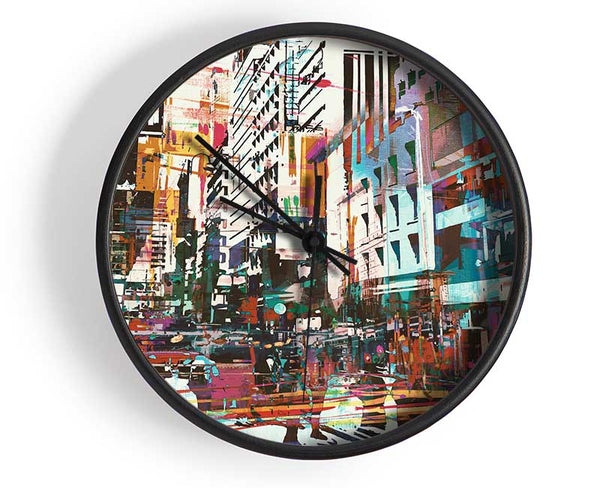 Abstract city art Clock - Wallart-Direct UK