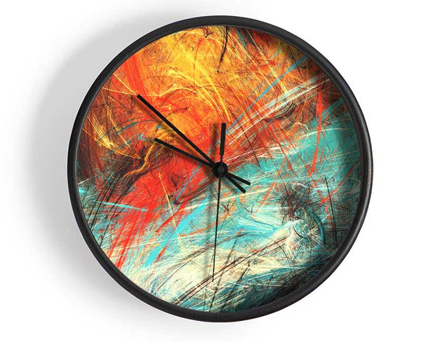 Fire and Ice explosion Clock - Wallart-Direct UK