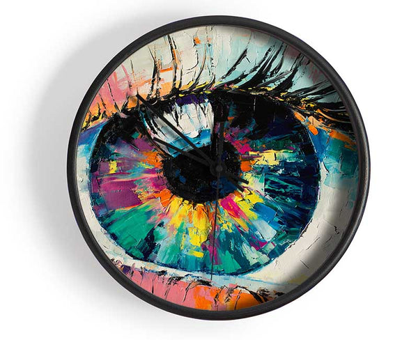 Detailed eye up close acrylic paints Clock - Wallart-Direct UK