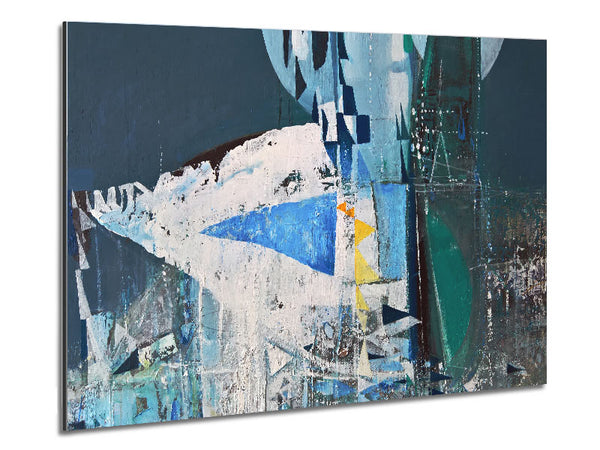 Teal and blue cold shapes Metal Print