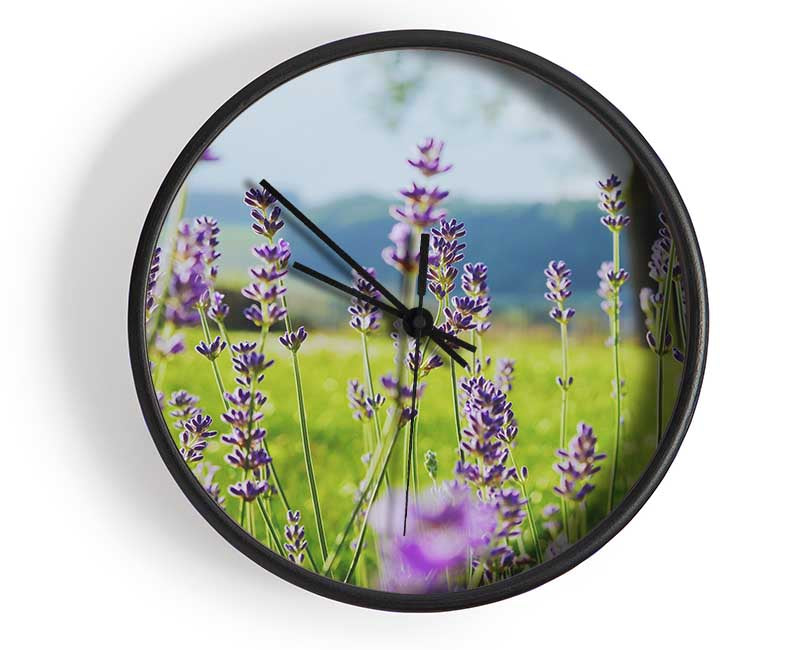 Tiny flowers suspended above the grass Clock - Wallart-Direct UK
