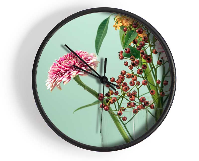 Vase of flowers with berries Clock - Wallart-Direct UK