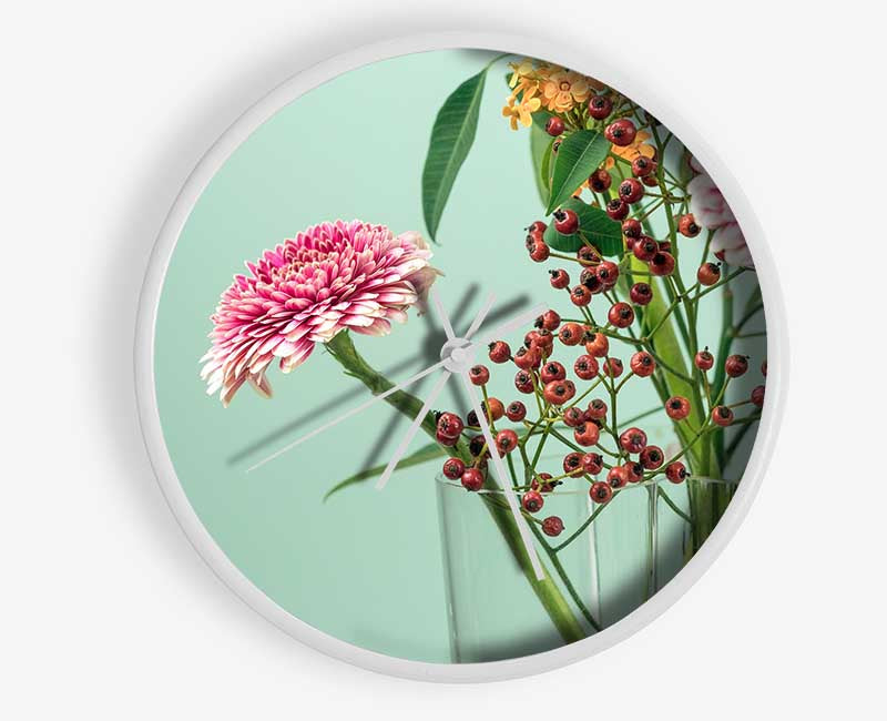 Vase of flowers with berries Clock - Wallart-Direct UK