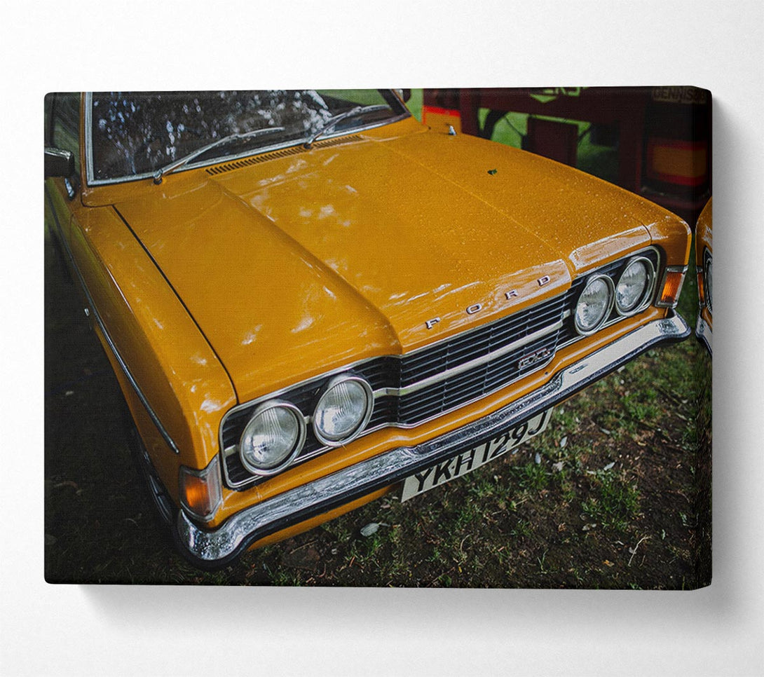 Picture of Mean yellow classic car Canvas Print Wall Art