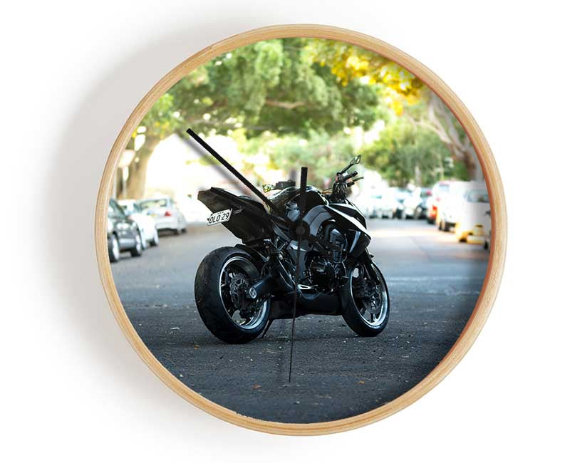 Motorbike on the street Clock - Wallart-Direct UK